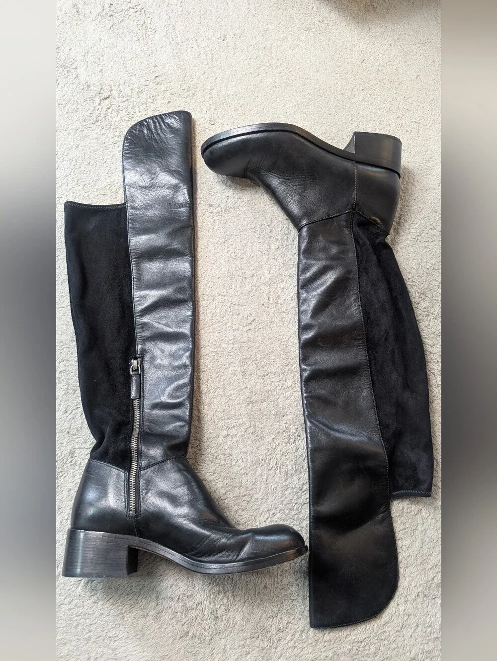 Marc by Marc Jacobs Black Leather & Suede Over The Knee Boots Size 39